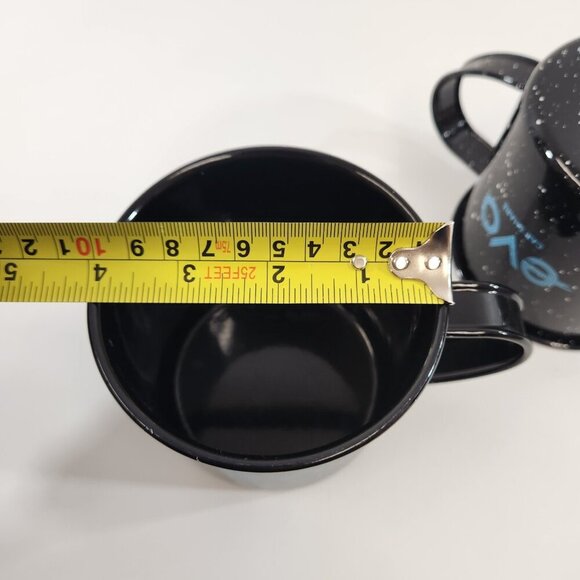 EVO Car Share Camping Enamel Mugs Black Speckled Outdoor Drinking Cups x 2 - Picture 10 of 11